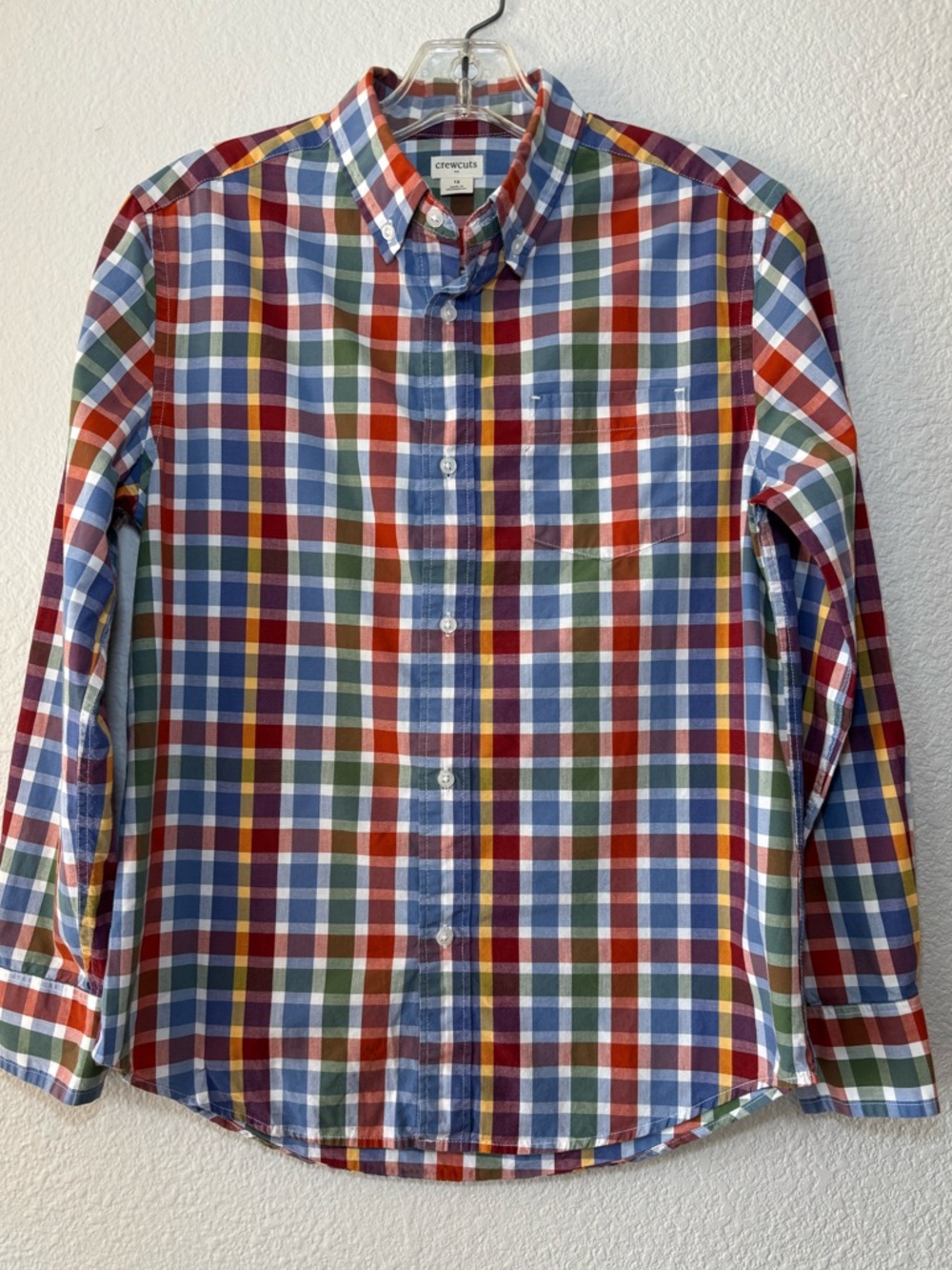 Crewcuts Kids Plaid Button Down Shirt Long Sleeve Casual Multi Color Size 12